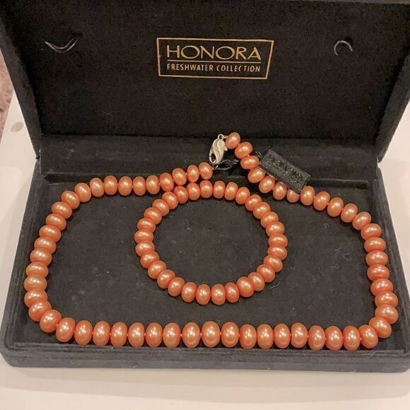 Honora Pink Pearl necklace/bracelet 925 sterling - Picture 1 of 6